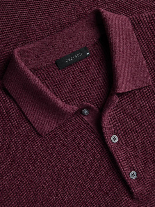 Greyson Saratoga Waffle Stitch Sweater Polo Merlot