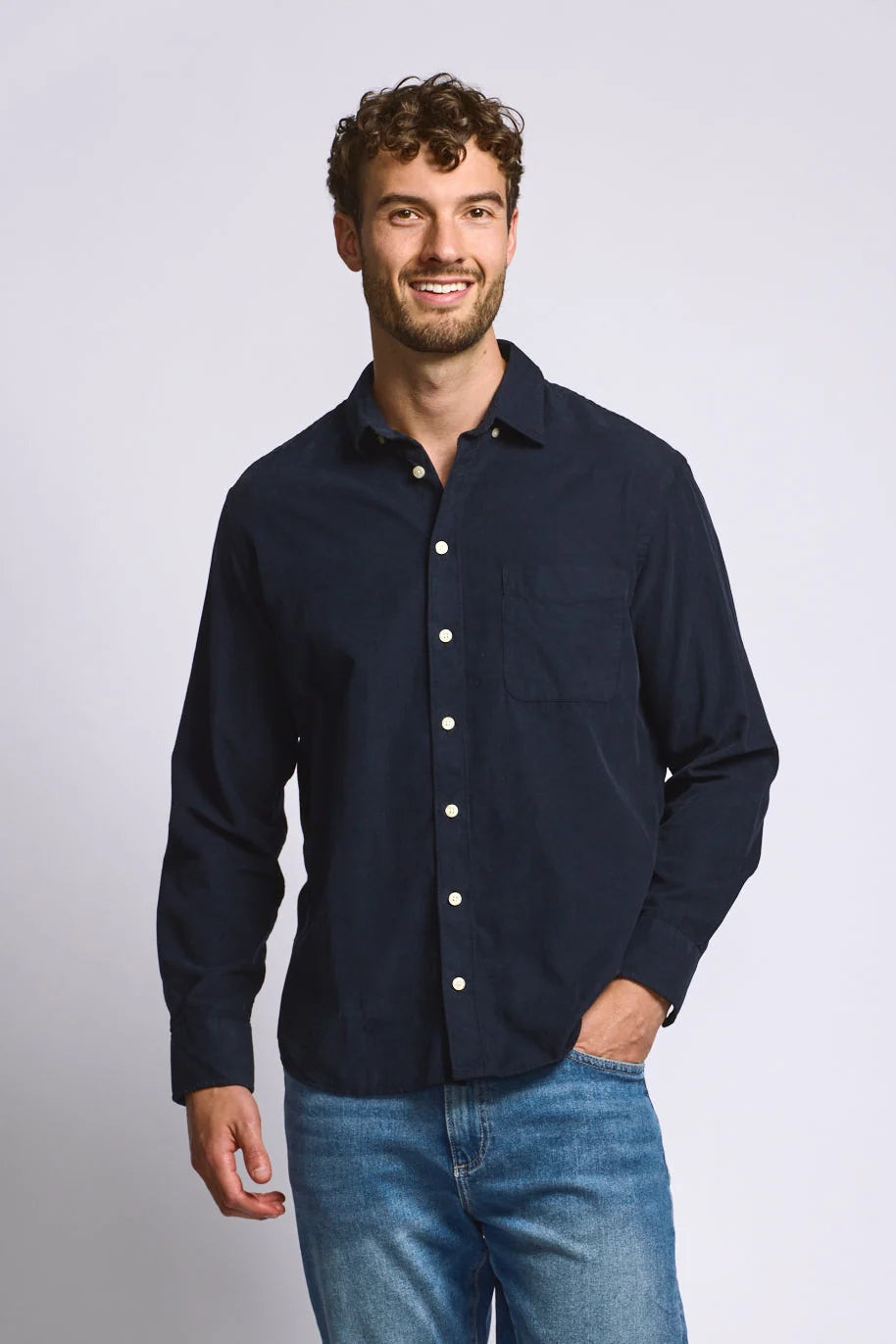 Easy Mondays Micro Corduroy Shirt Navy