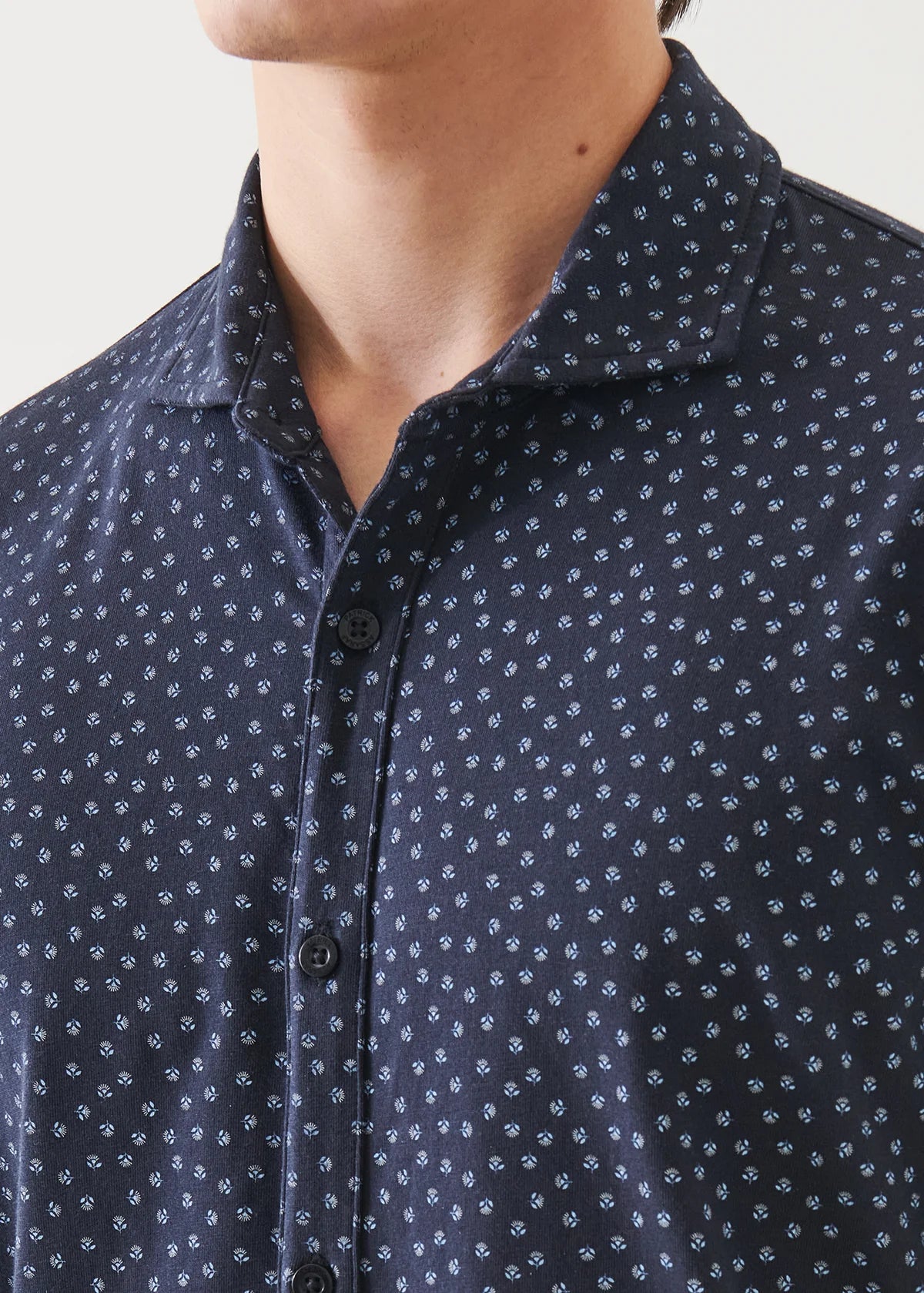 Patrick Assaraf SS Print Button Up Shirt Midnight