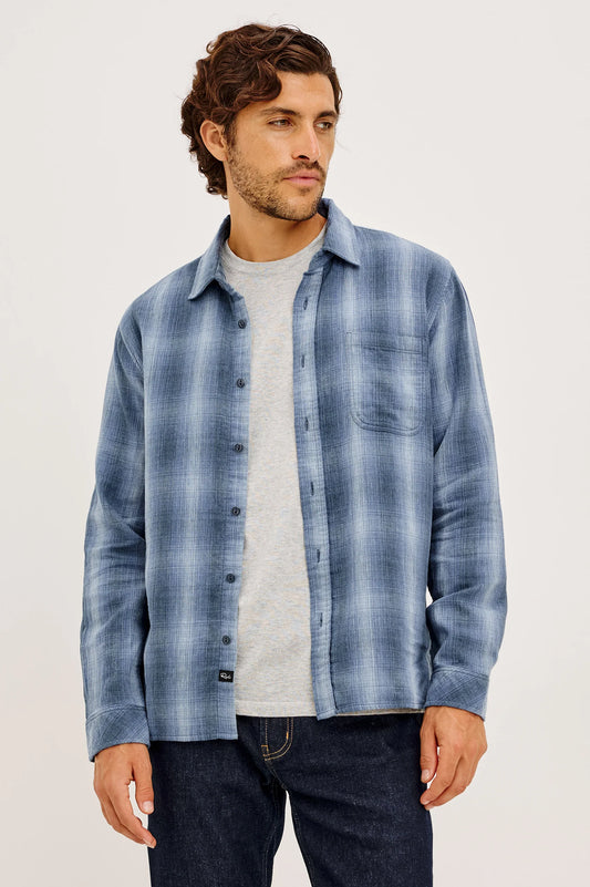 Rails Owens LS Plaid Shirt Blue Mist Shadow