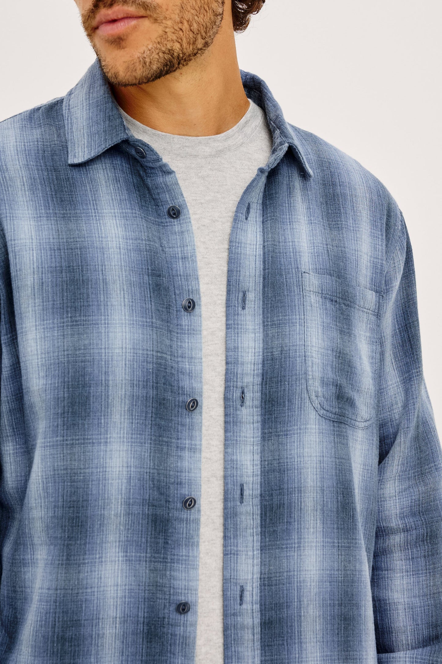 Rails Owens LS Plaid Shirt Blue Mist Shadow