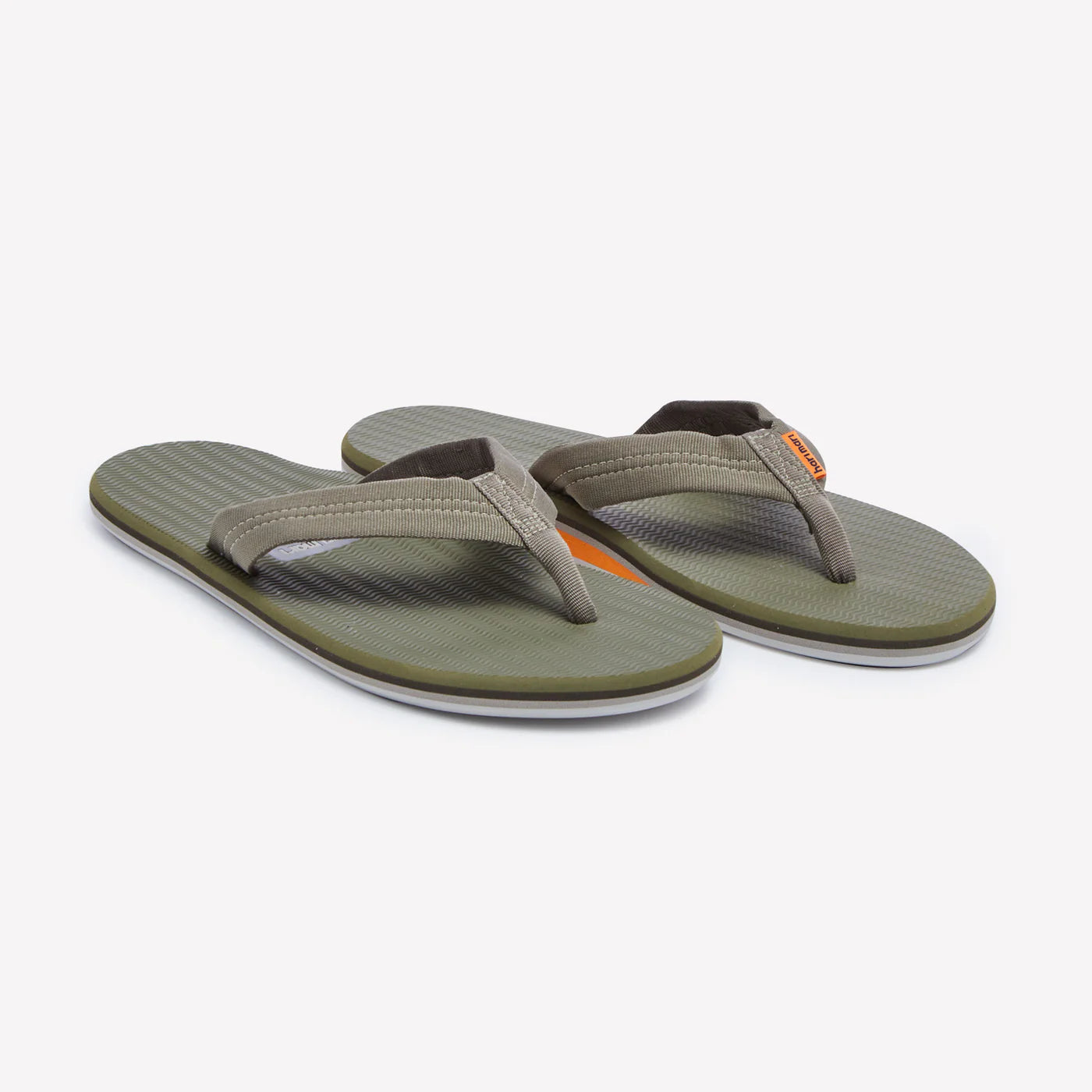 Hari Mari Dunes flip-flops in moss green with textured fabric straps and cushioned footbed