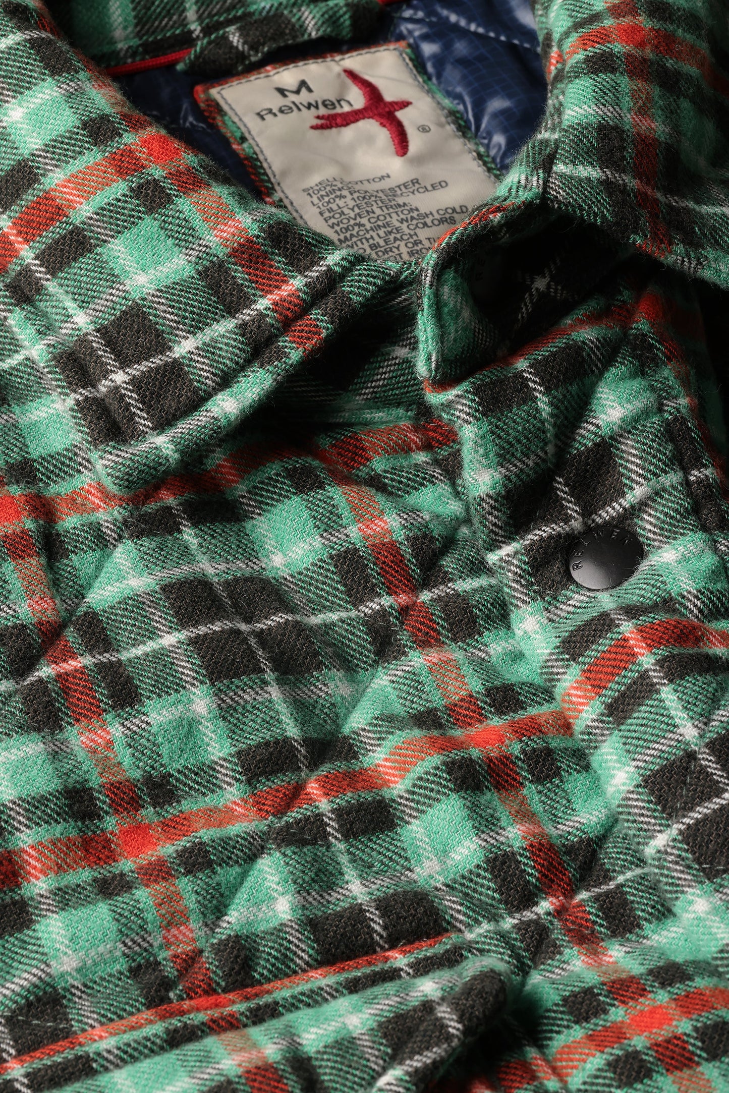Relwen Quilted Flannel Shirt Jacket Green Multi