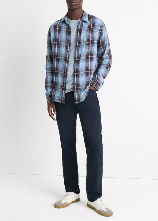 Vince Napa Plaid LS Blue Cloud/Malbec