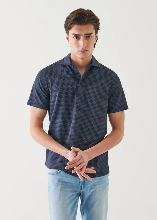 Patrick Assaraf SS Neat Print Polo Midnight