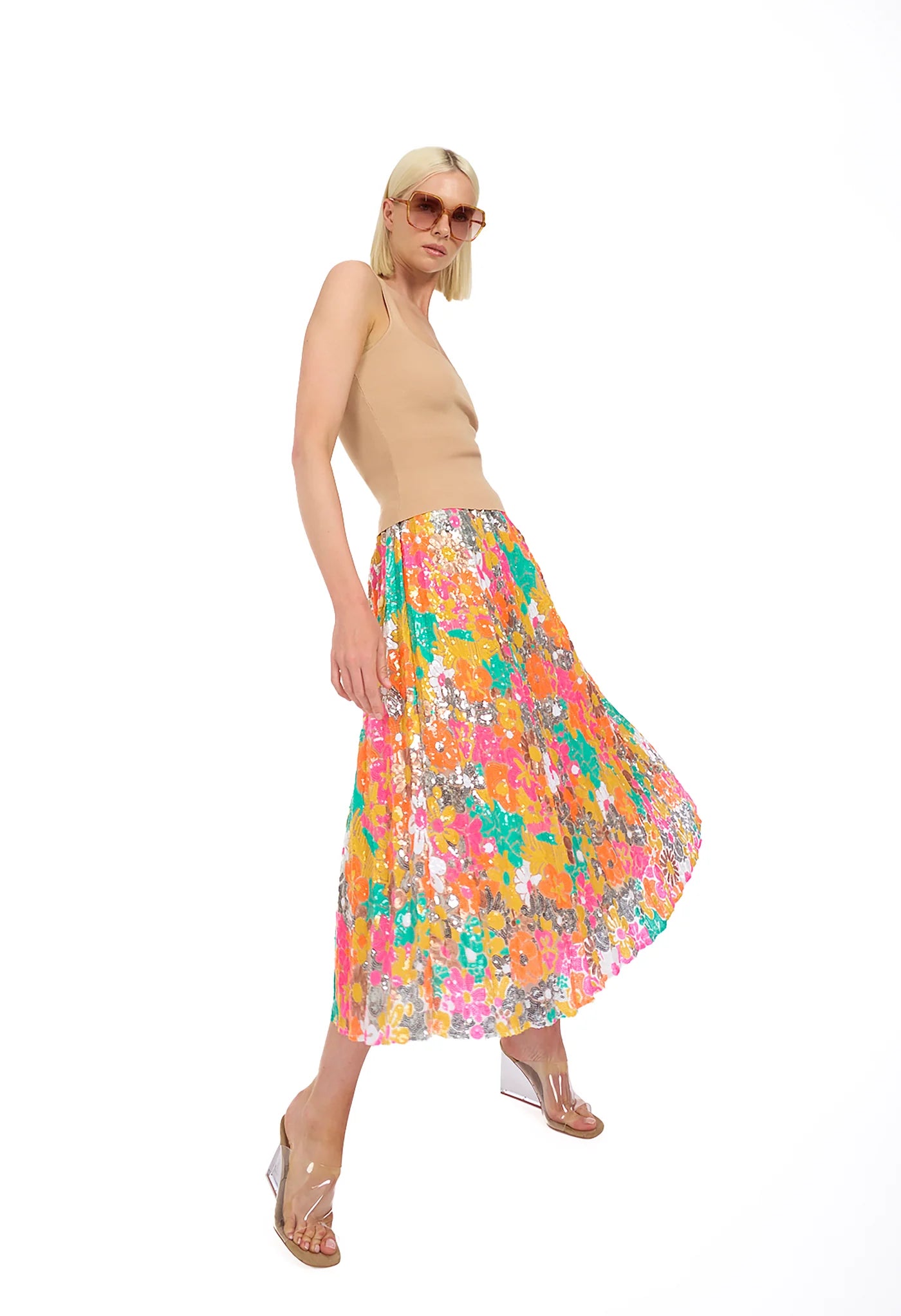 Le Superbe Neon Tuileries Pleated Skirt