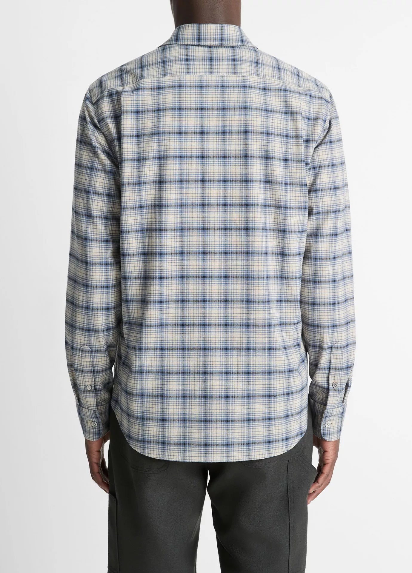 Vince Oceanic Plaid LS Bright Beluga Blue/Taupe