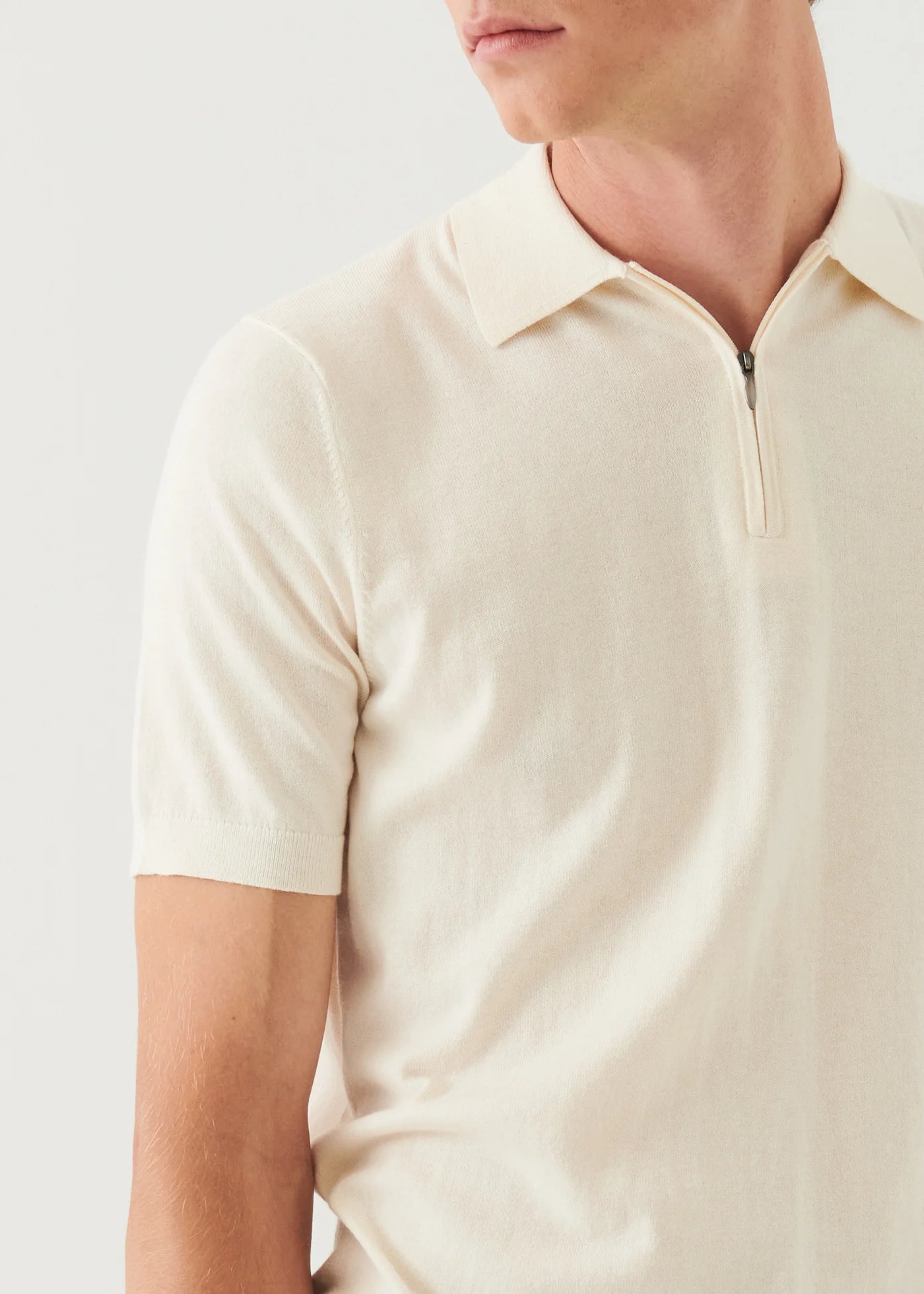 Patrick Assaraf SS 1/4 Zip Polo Sweater Off White