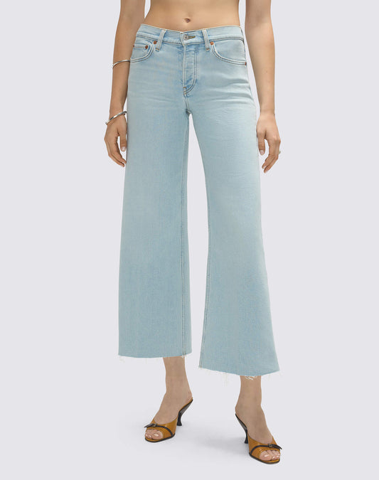 Re/Done Mid Rise Wide Leg Crop Ola Indigo