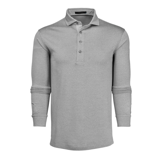 Greyson Omaha LS Polo Lt Grey Heather
