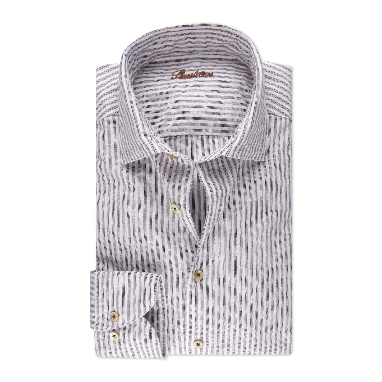Stenstroms Fitted White w/ Tan Stripe Shirt 272