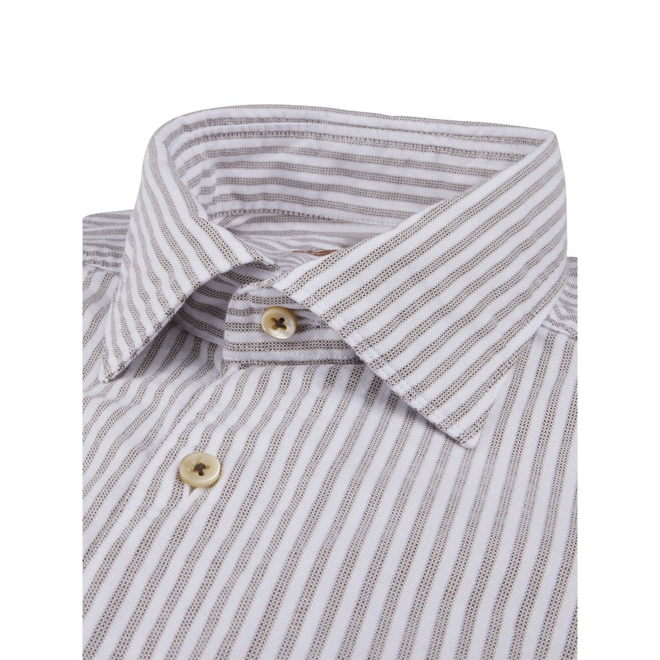 Stenstroms Fitted White w/ Tan Stripe Shirt 272