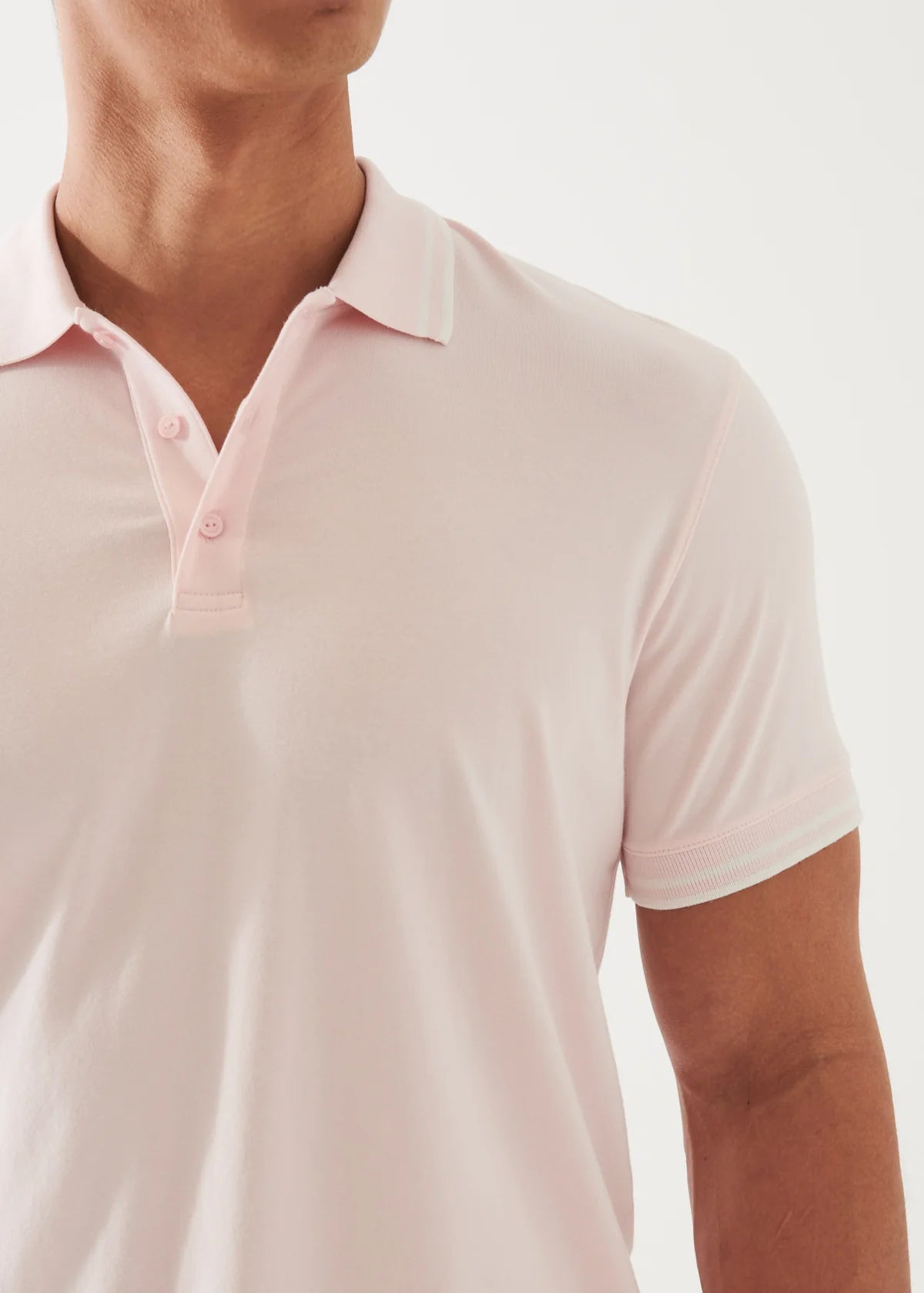 Patrick Assaraf SS Iconic Tipped Polo Pale Pink