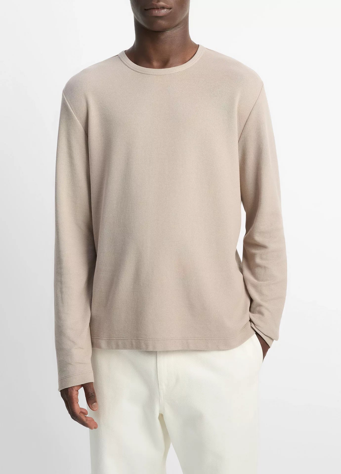 Vince Pima Pique LS Crew Putty