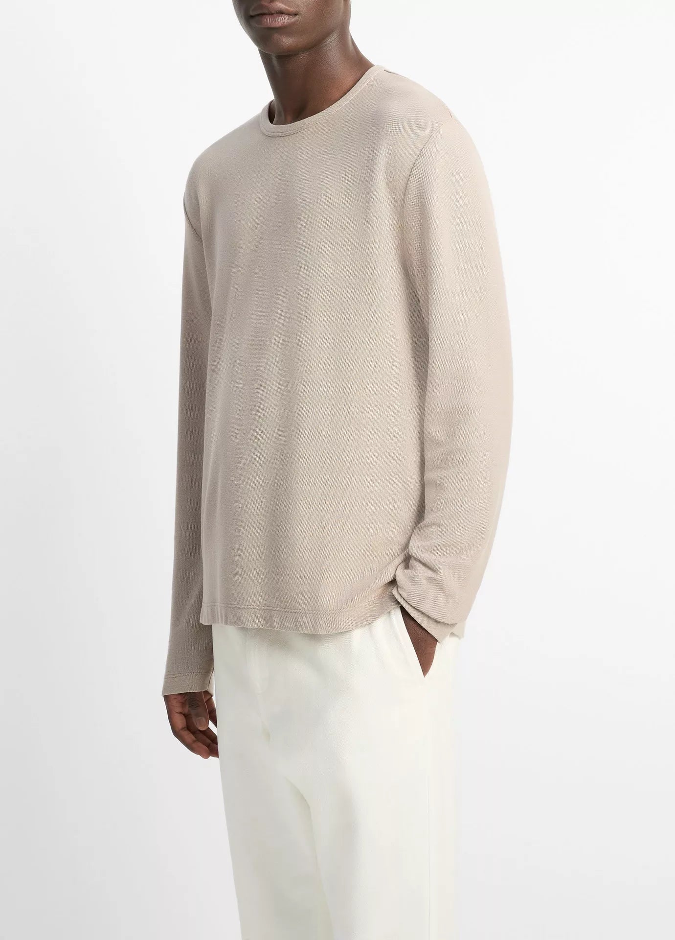 Vince Pima Pique LS Crew Putty