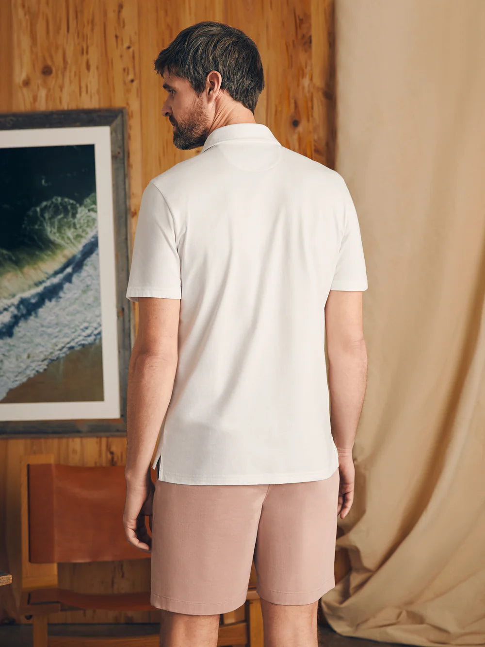 Faherty SS Movement Pique Polo Pure White