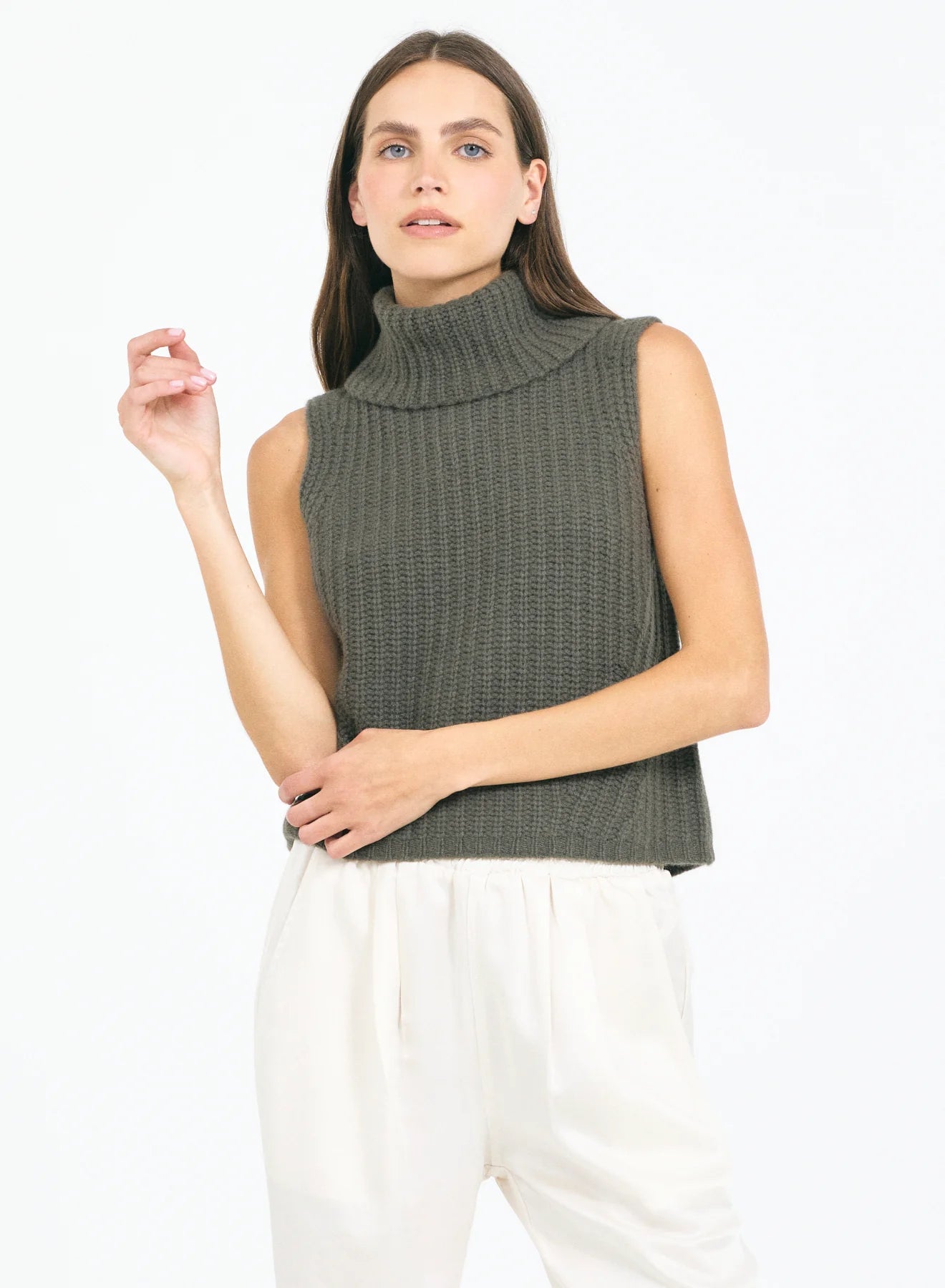 One Grey Day Polly Cashmere Vest Fir
