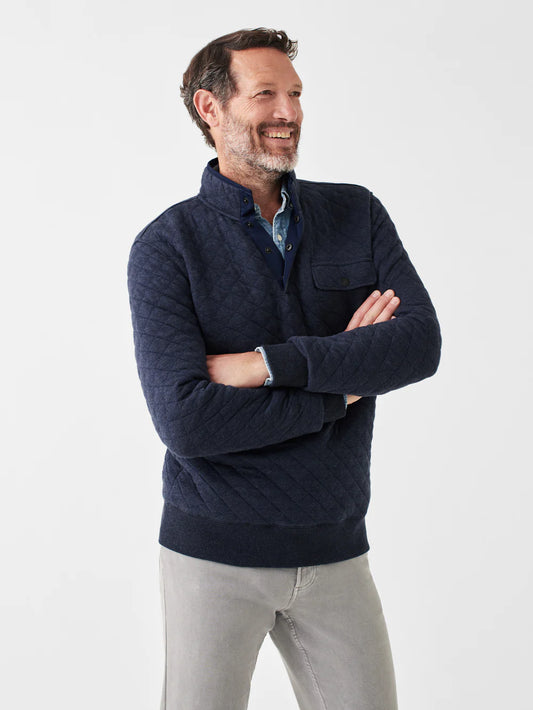 Faherty Epic Quilted Fleece CPO Navy Melange