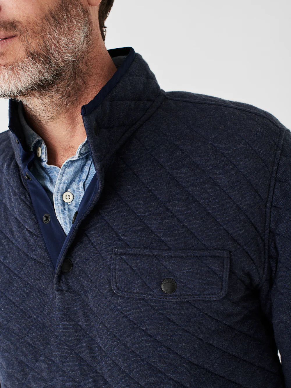 Faherty Epic Quilted Fleece CPO Navy Melange