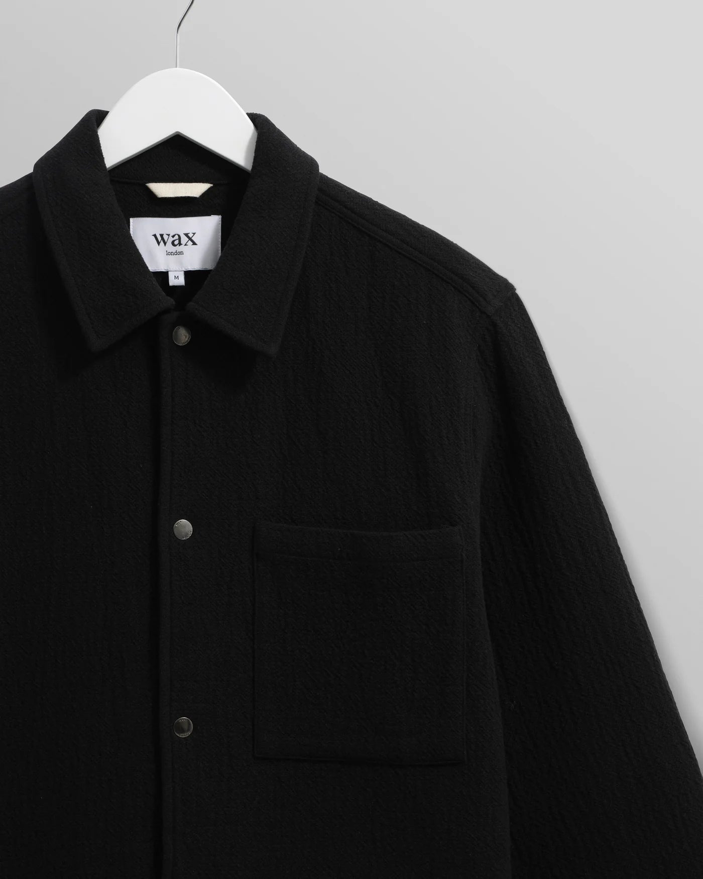Wax London Romer Overshirt Heavy Crinkle Cotton Black