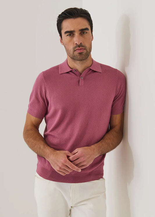 Patrick Assaraf  SS Cot/Cash Perf Stitch Polo Rose Smoke