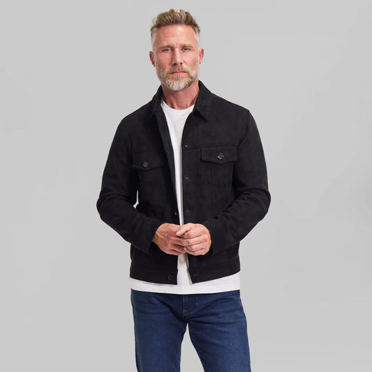Rye 51 The Rusty Microsuede Trucker Jacket Black