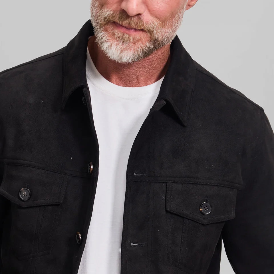 Rye 51 The Rusty Microsuede Trucker Jacket Black