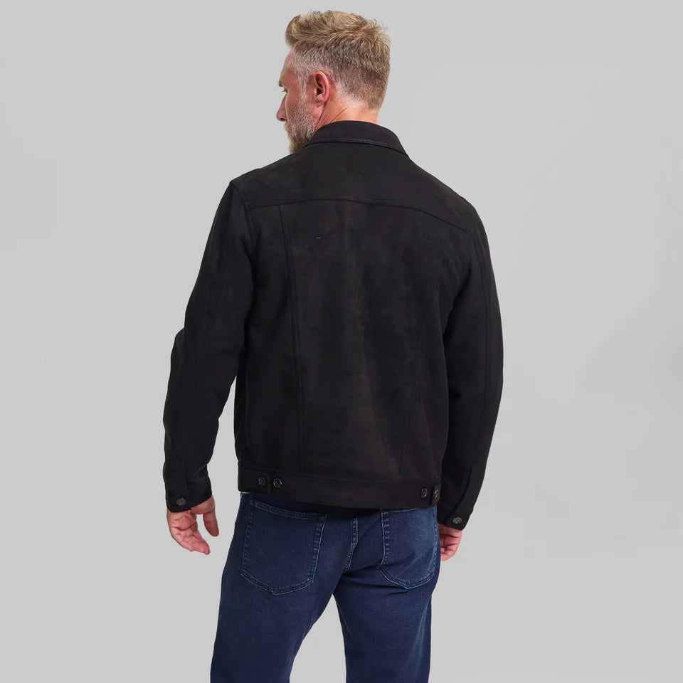 Rye 51 The Rusty Microsuede Trucker Jacket Black