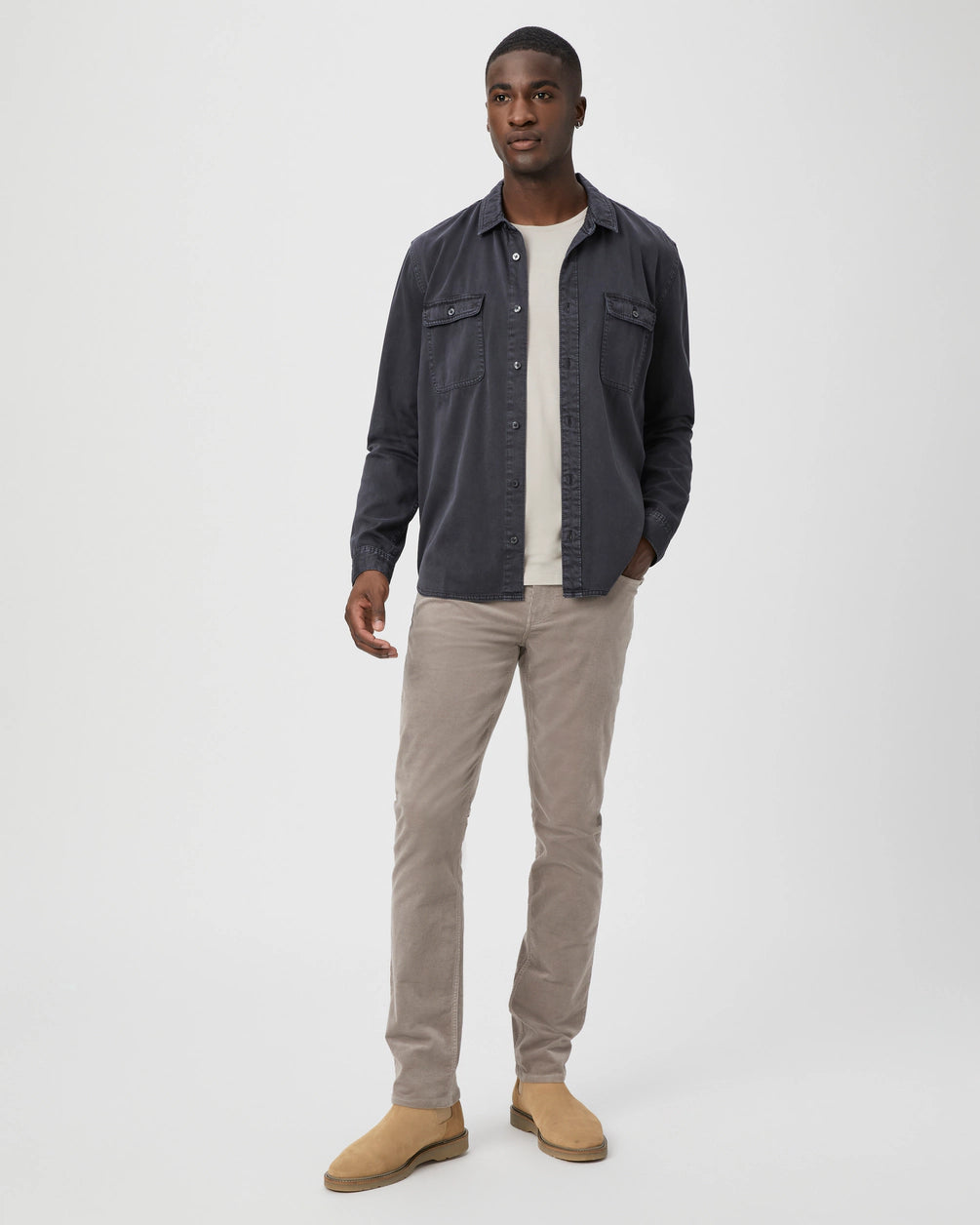 Paige Federal Silver Pearl Corduroy