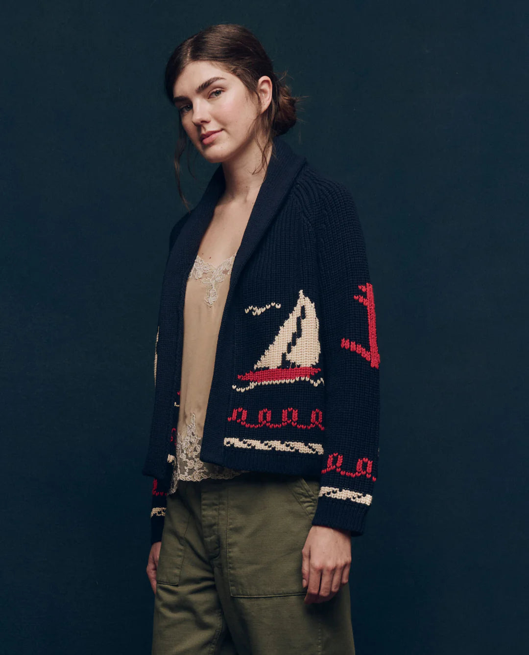 The Great The Sailboat Lodge Cardigan Dark Navy