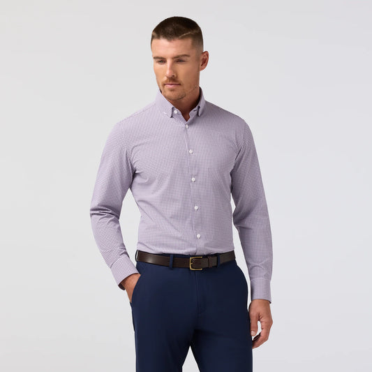 Mizzen + Main Leeward LS Dress Shirt Purple Dusk Sam Plaid
