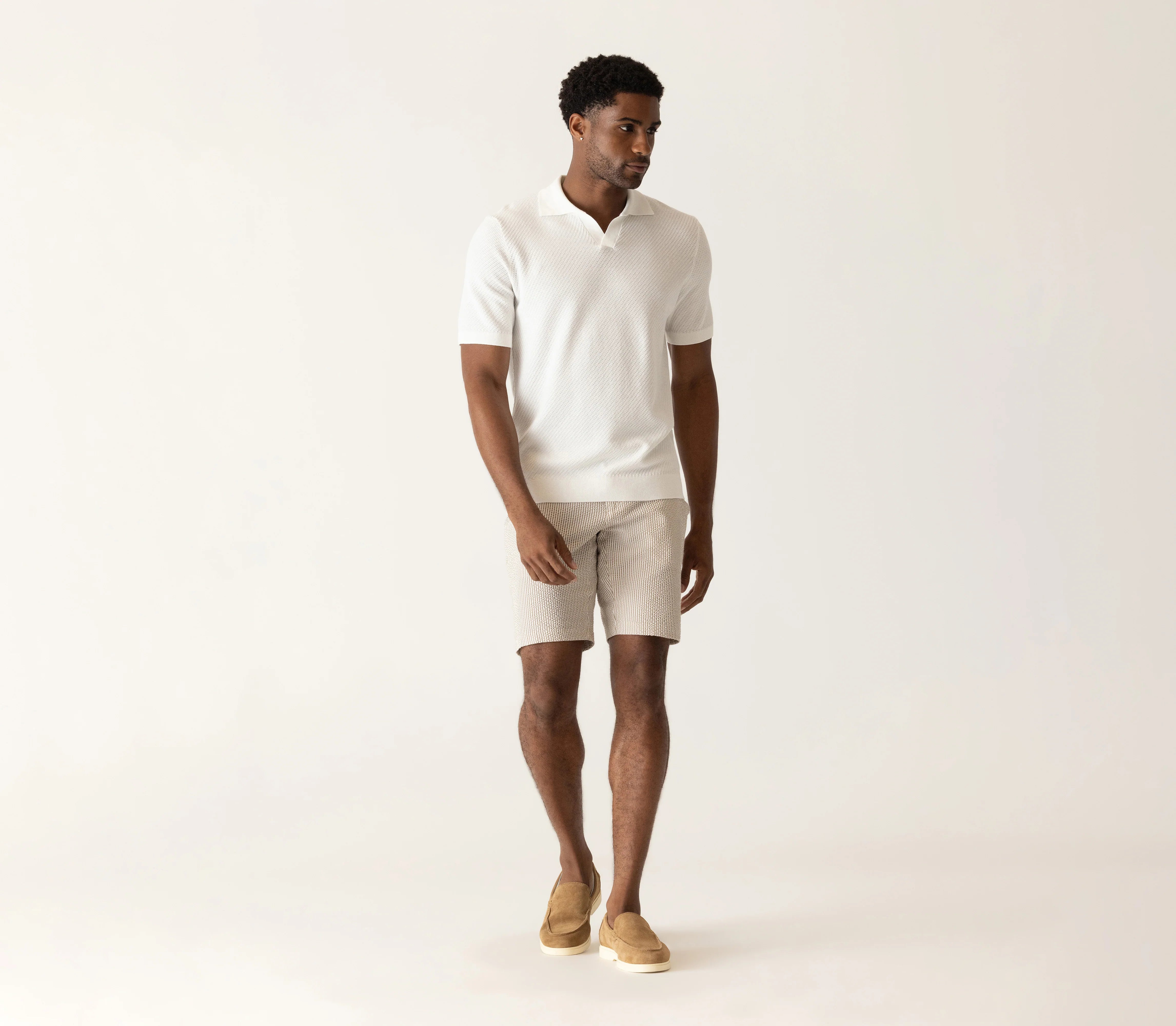 Deke Oasis Bermuda in Supernatural Seersucker Sand/White – GraeClothing