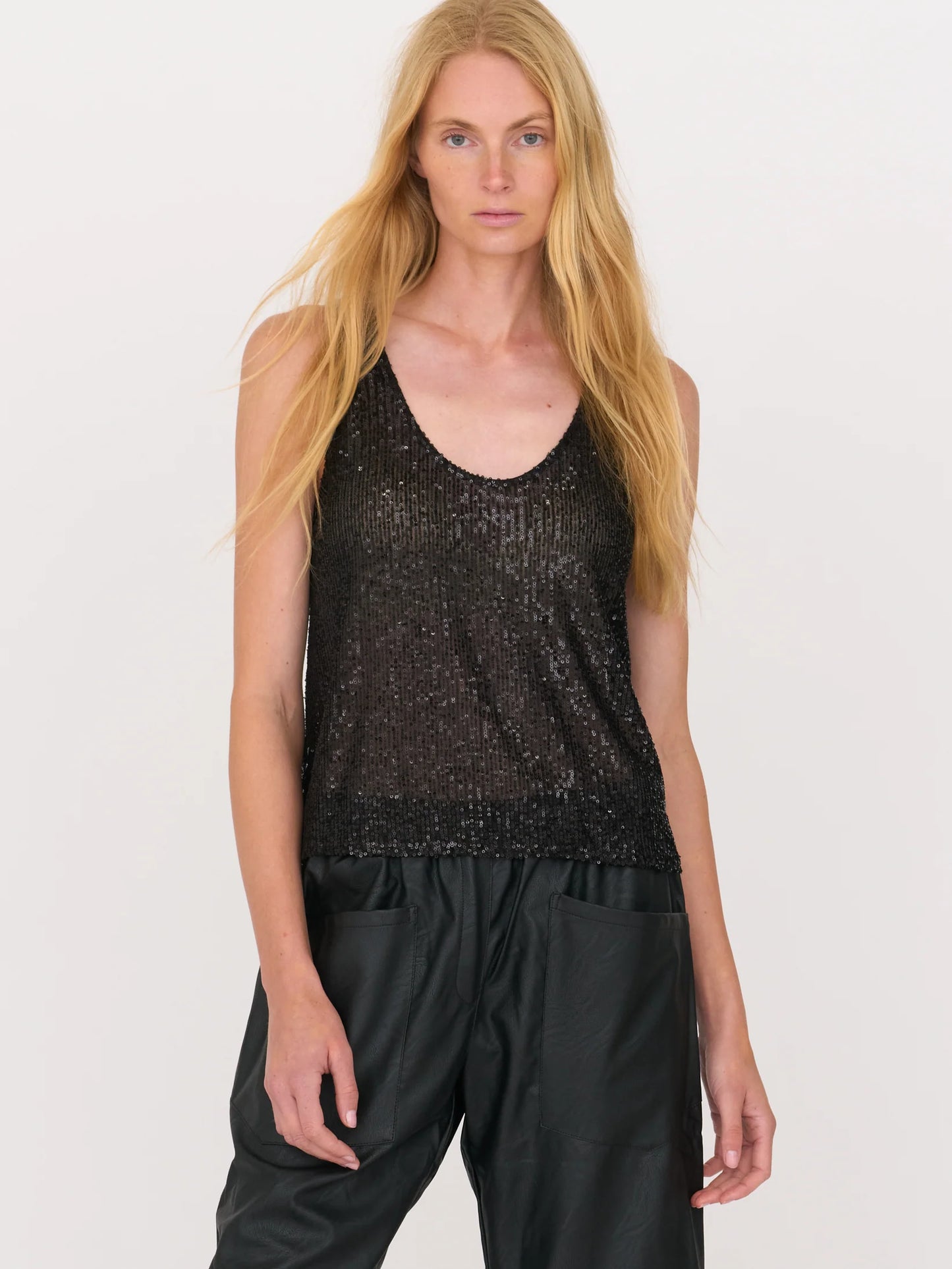 Secular Selma Sequin Tank Black