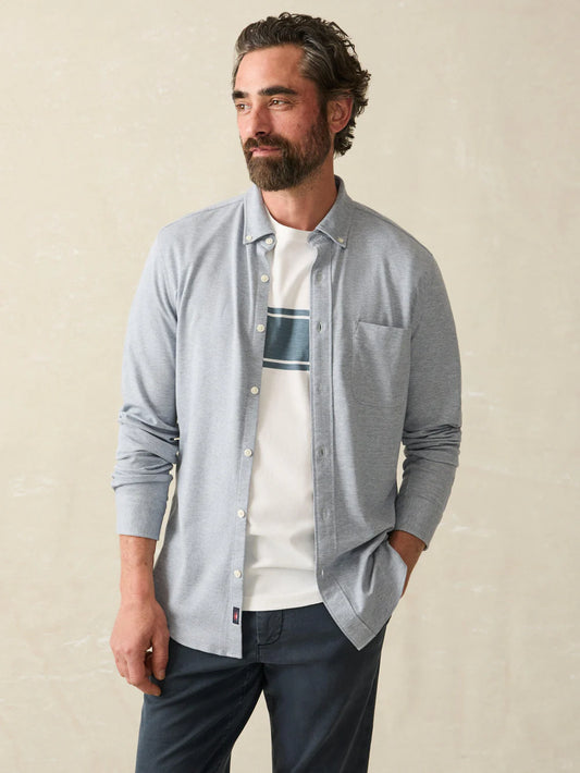 Faherty Coastline Knit Shirt Oceanside Blue