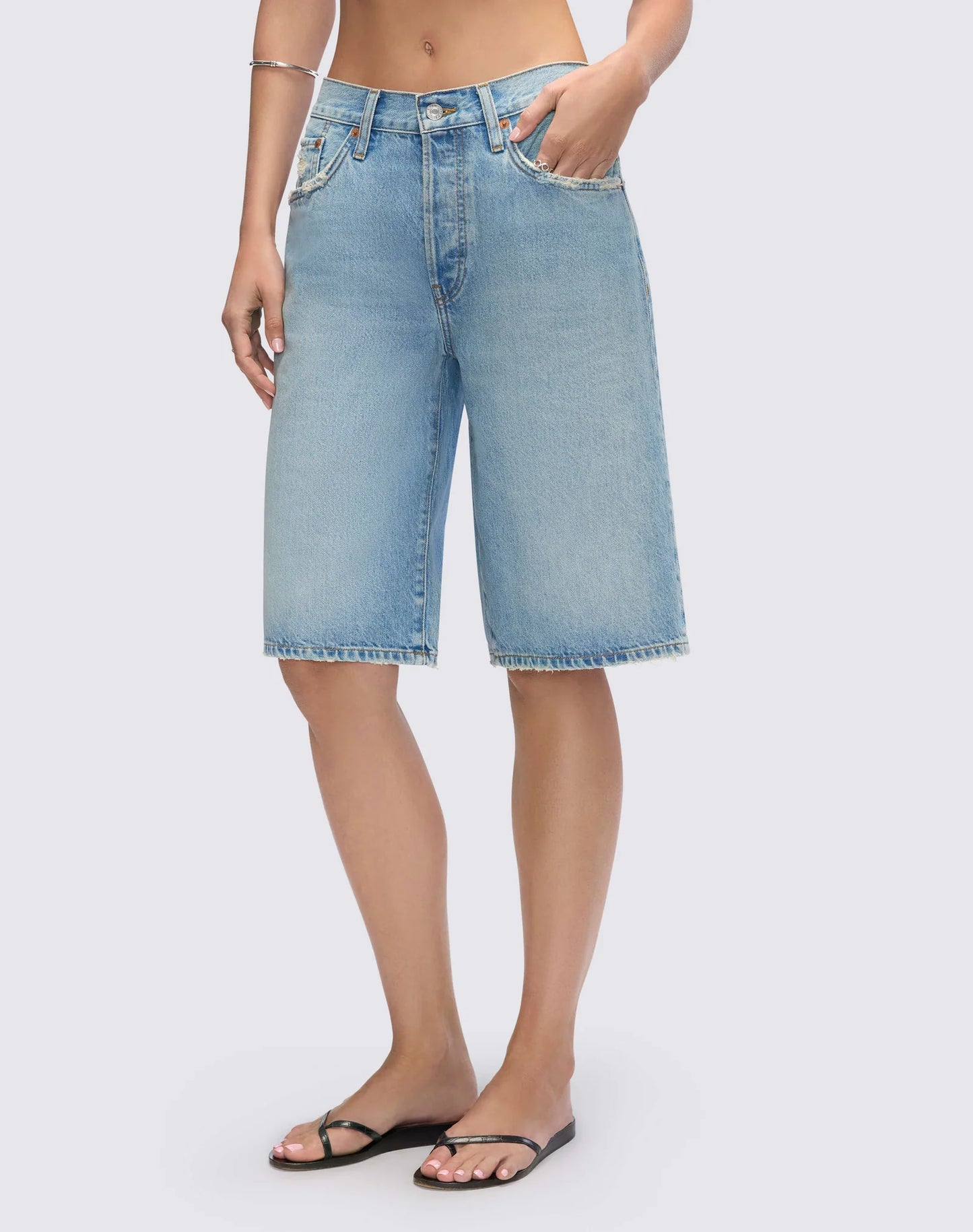 Re/Done Skater Short Aged Worn Blue