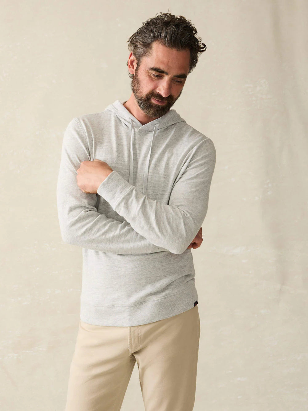 Faherty Slub Cotton Hoodie Lt Grey Heather