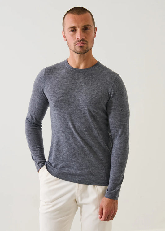 Patrick Assaraf 14GG XFine Merino Crew Deep Smokey Grey