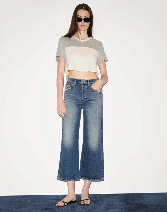Re/Done High Rise Wide Leg Crop Sonoma Indigo