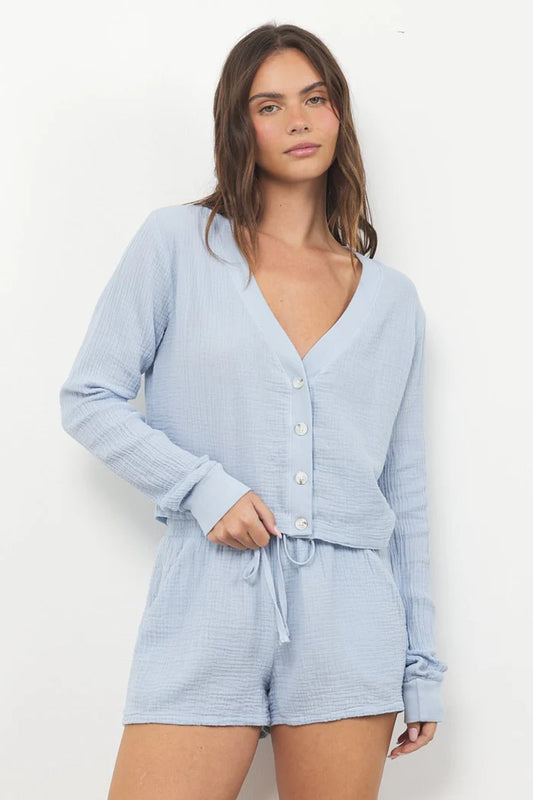 LAmade Spencer Crop Cardi Washed Indigo