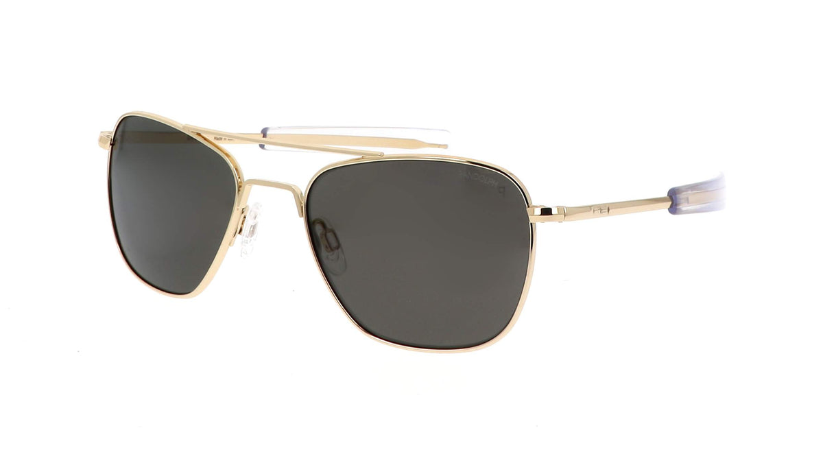 Randolph Aviator Military Special Edition sunglasses in 23K gold frame with dark grey polarized lenses