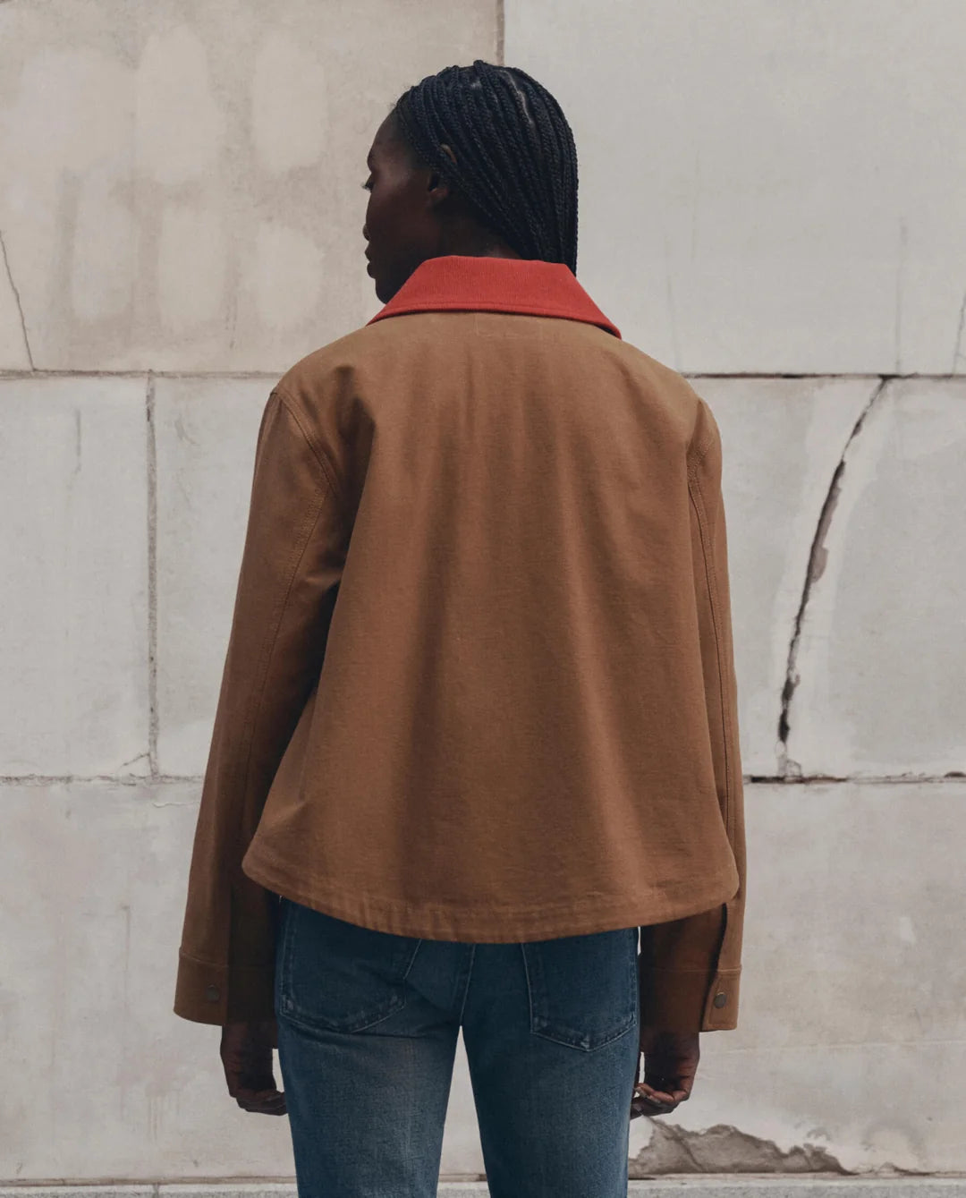 The GREAT The Swingy Jacket Rust w/ Bright Red