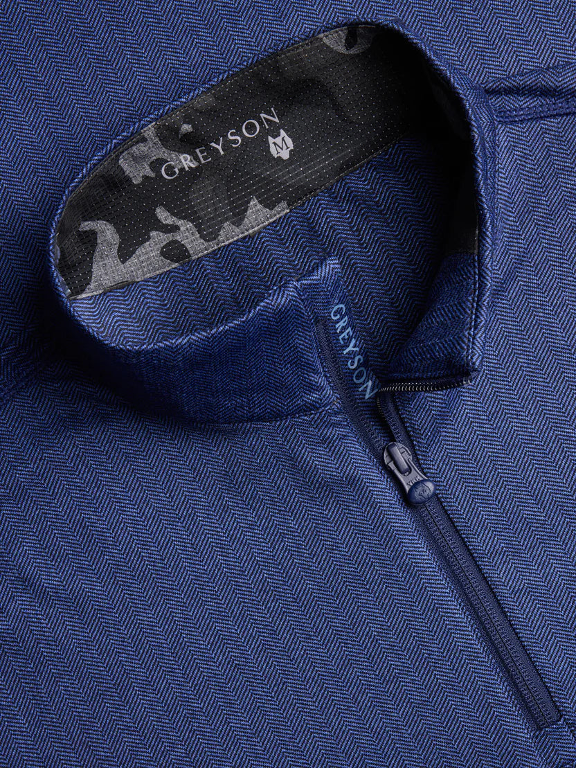 Greyson Herringbone Tate 1/4 Zip Navy Herringbone