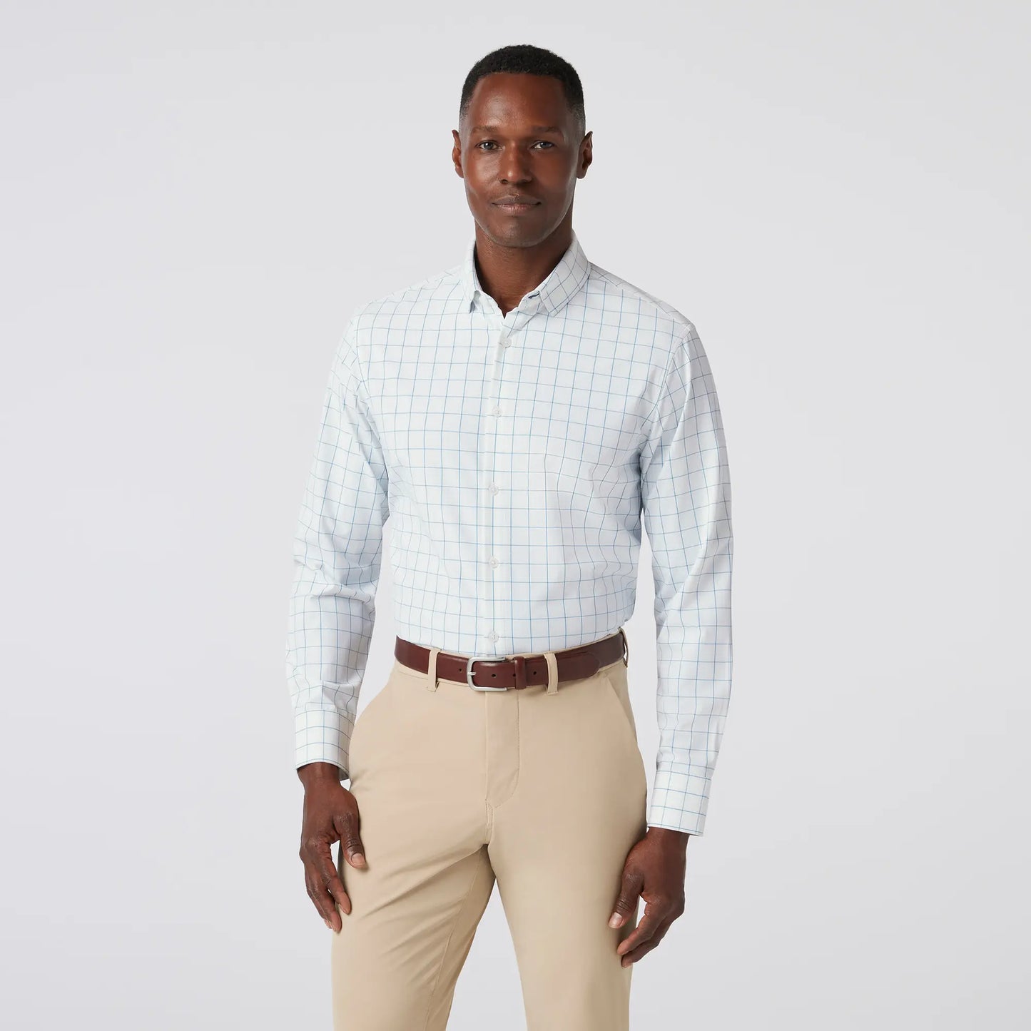 Mizzen + Main Leeward L/S White Modern Tattersall