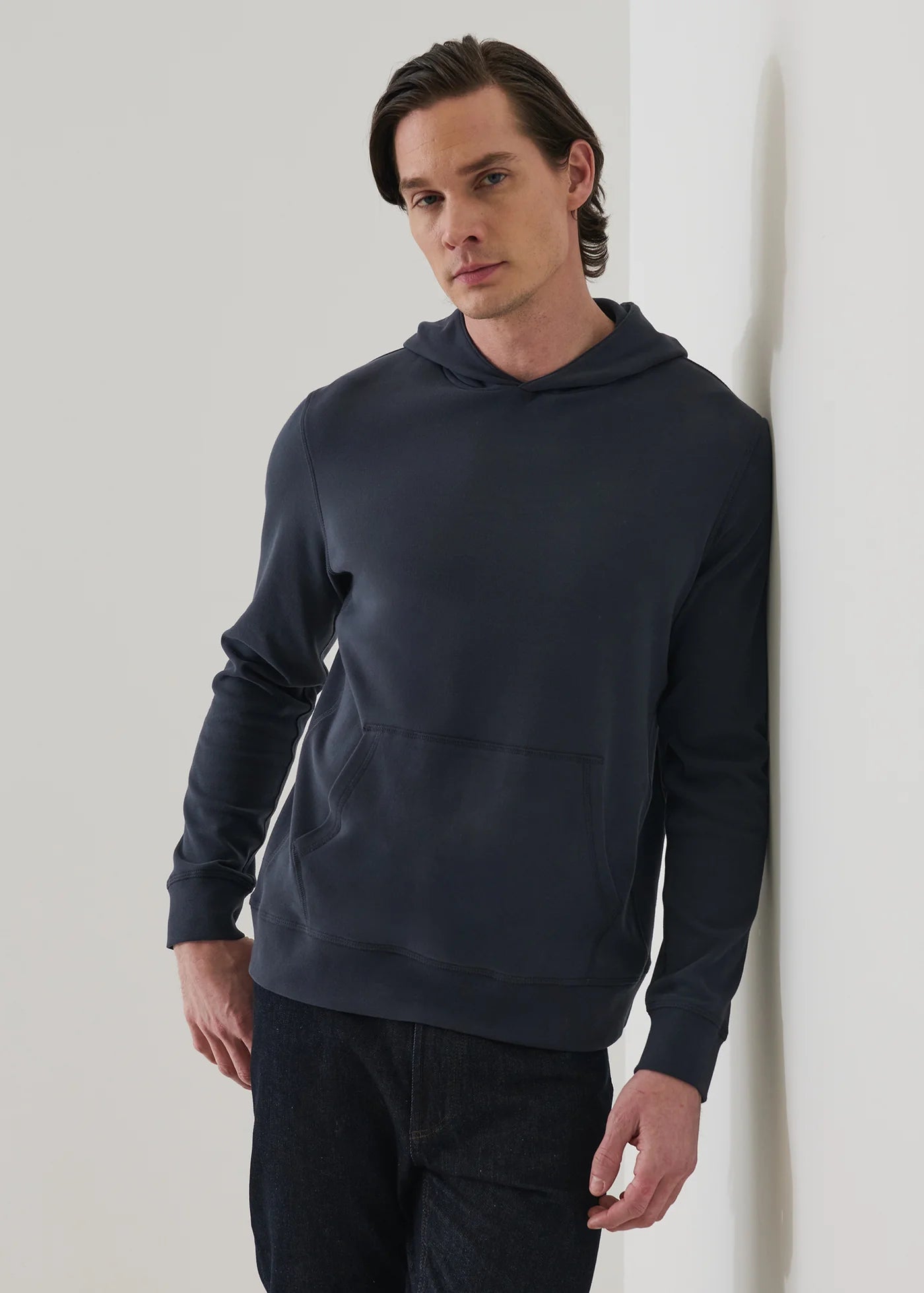 Patrick Assaraf Brushed Pima Stretch PO Hoodie Eventide