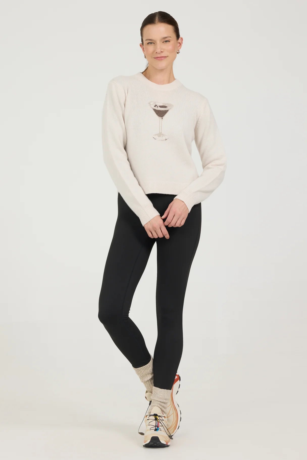 One Grey Day Martini Time Crewneck Ivory Combo