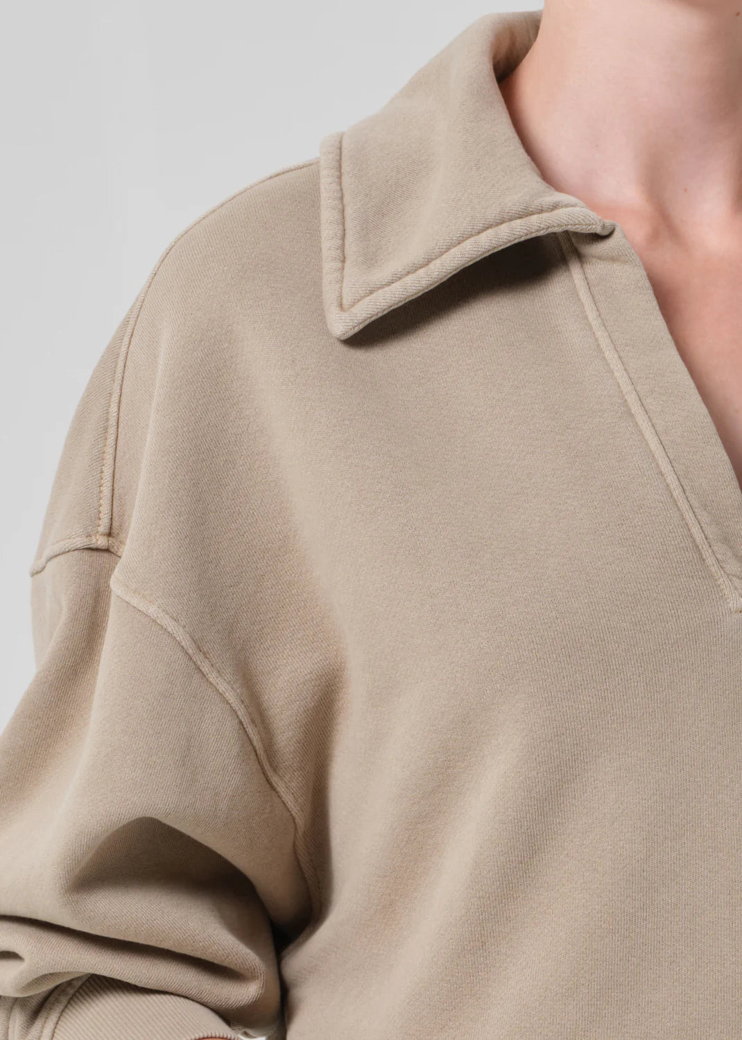 Citizens of Humanity Trapeze Pullover in neutral tone featuring oversized fit and collared neckline detail
