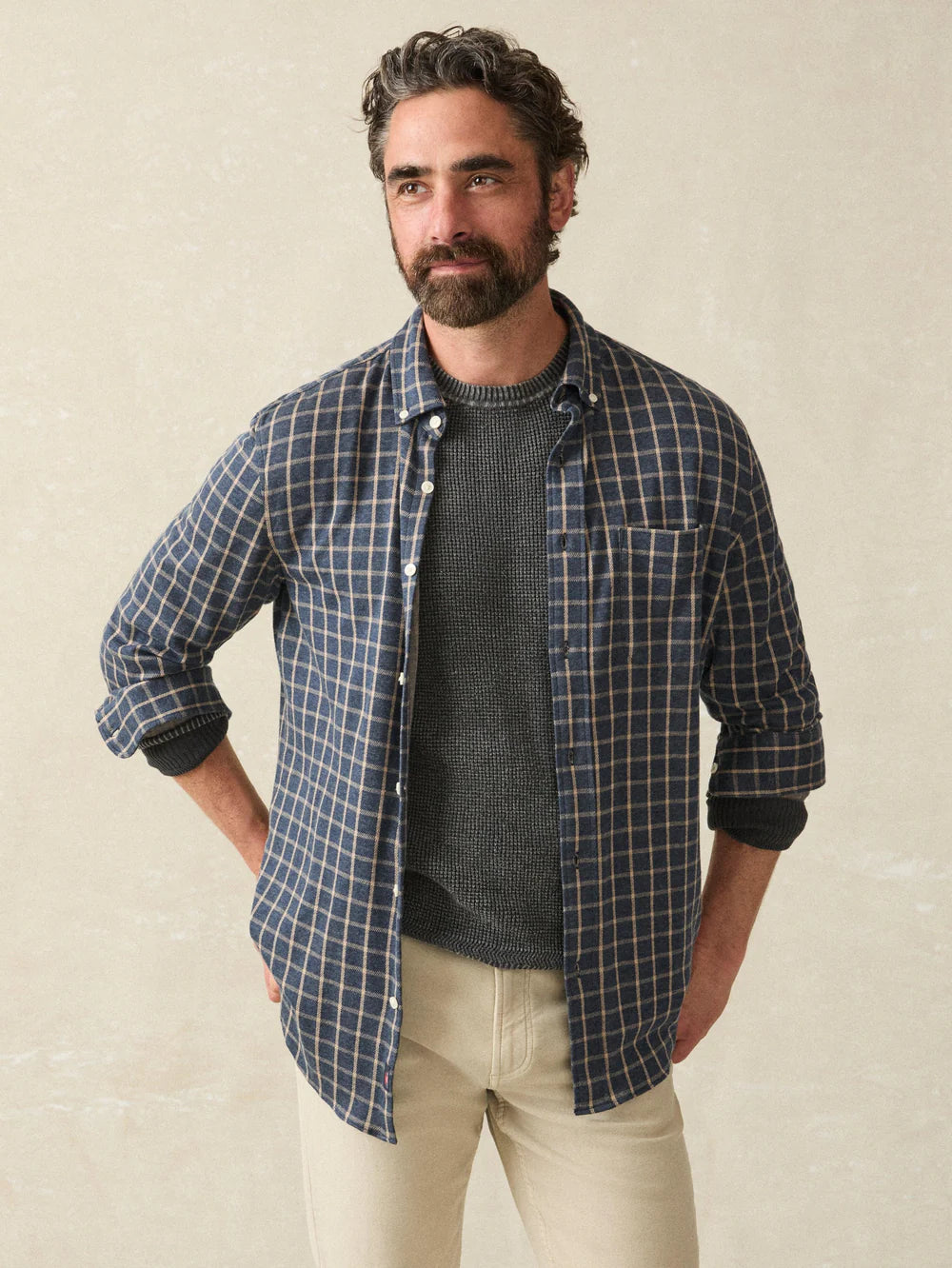 Faherty Coastline Knit Shirt Twilight Check