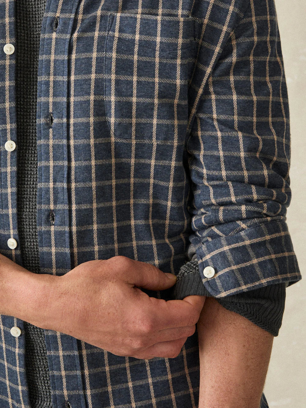 Faherty Coastline Knit Shirt Twilight Check