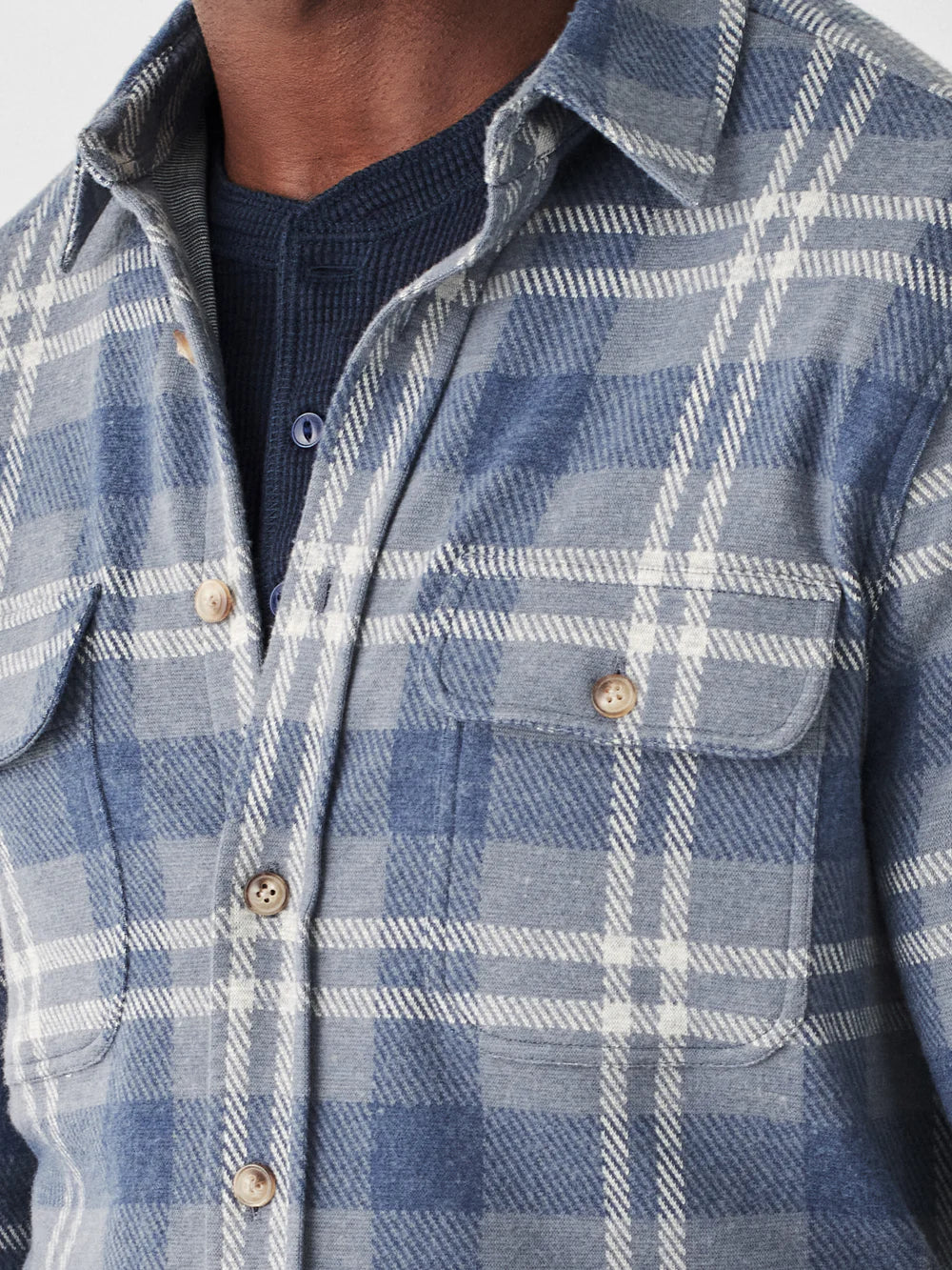 Faherty Legend Sweater Shirt Vintage Blue Plaid