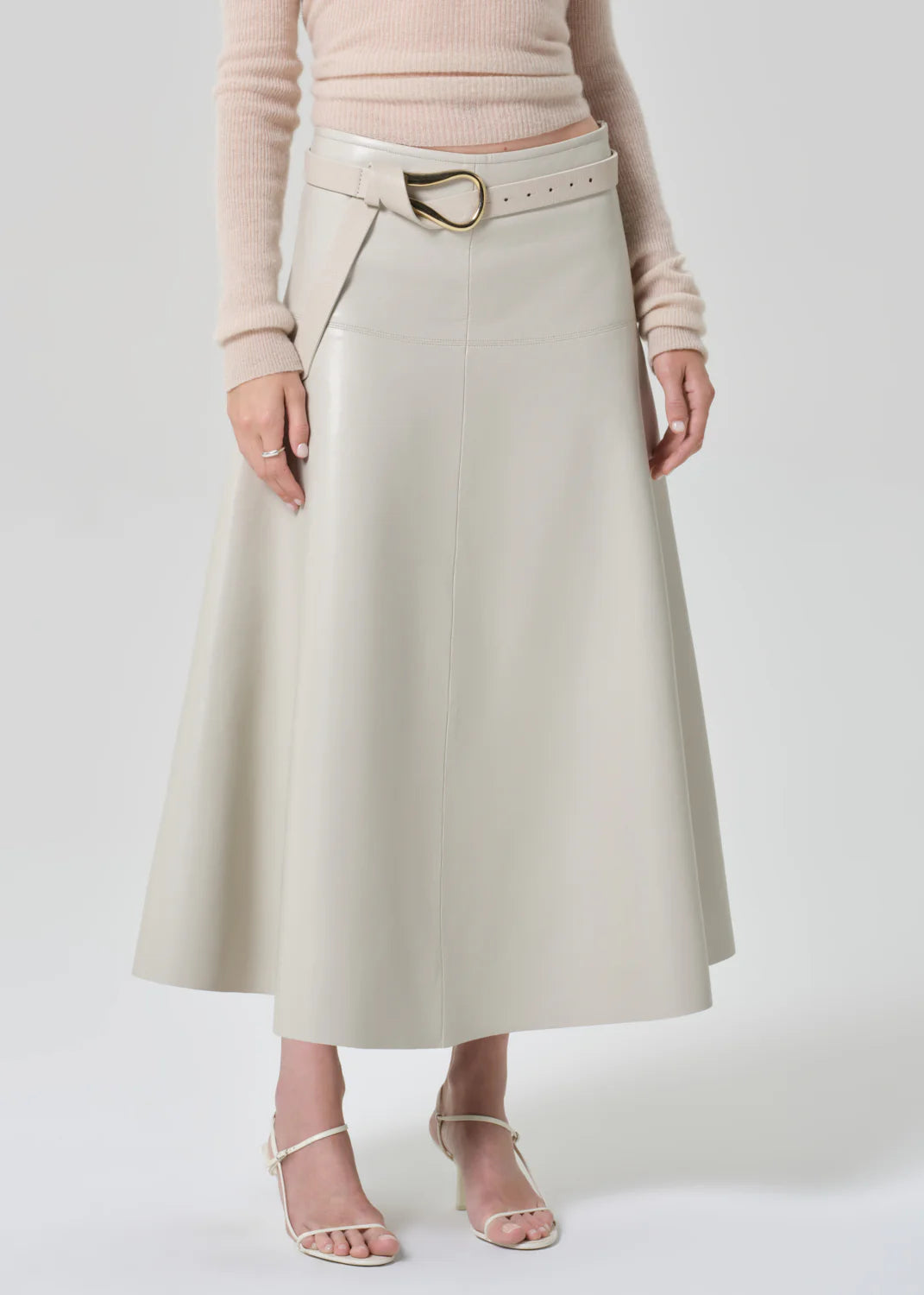 Citizens of Humanity Vita Maxi Skirt in Recycled Leather Chalk Grey